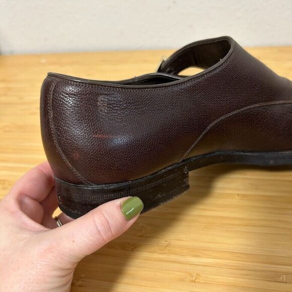 Gucci Double Monk Strap Mens Dress Shoes 9.5 Brown Pebbled Leather - Picture 10 of 15